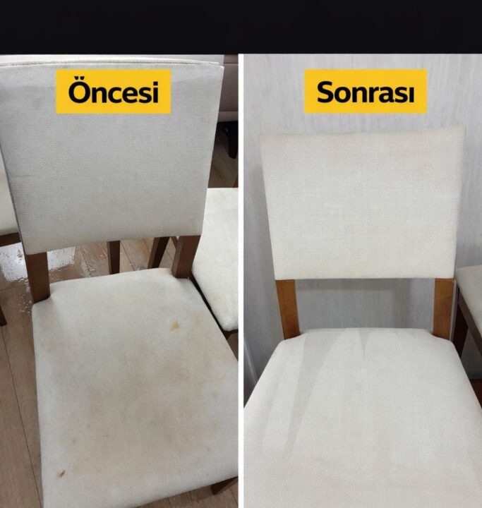 Sandalye yıkama öncesi sonrası